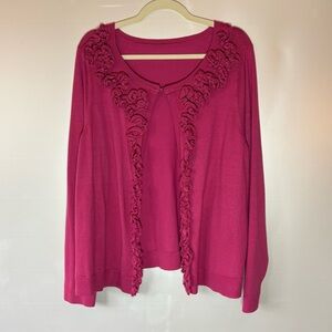 Pink Cardigan with Floral Accents